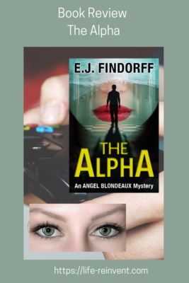 The picture in the back shows fingers holding a video game controller. The Alpha book cover is in the top right corner of the image. The lower left corner shows a pair of a woman's face - only showing her eyebrows and eyes.